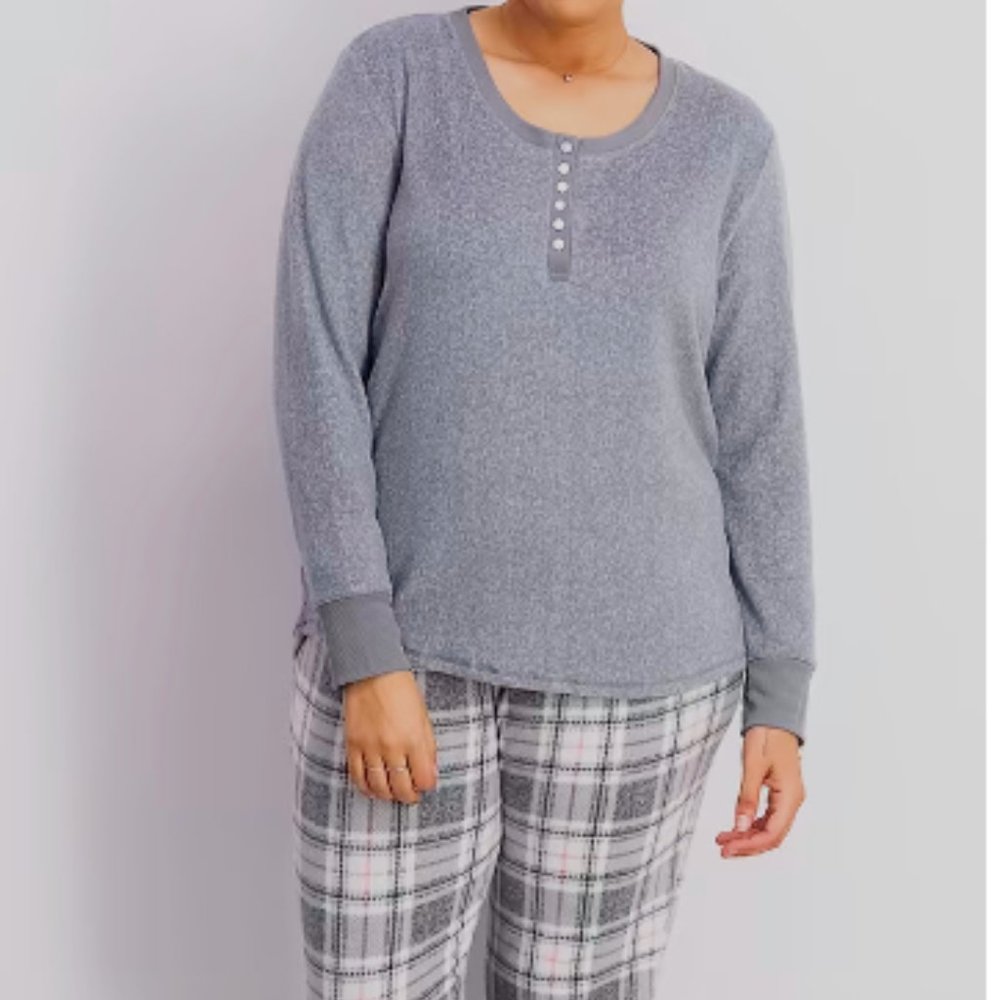 Jaclyn Intimates Women's Long Sleeve Top and Jogger Pants Pajama Set - XL